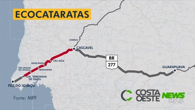 Duplicação entre Santa Terezinha de Itaipu e Cascavel saiu do contrato da Ecocataratas, diz MPF