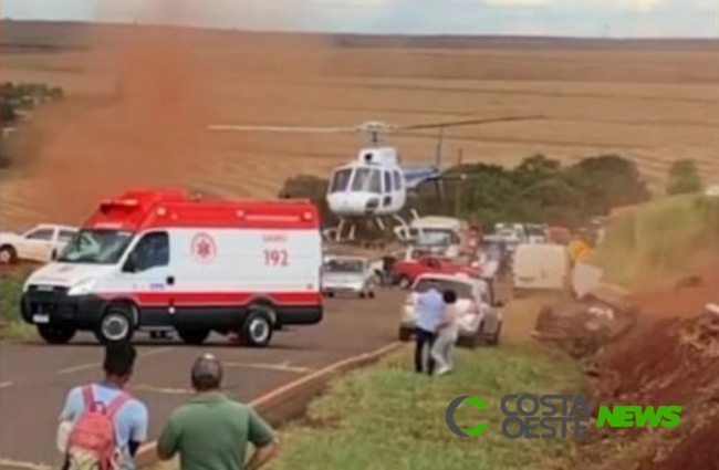 Capotamento deixa quatro feridos na PR 488 em Vera Cruz do Oeste