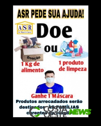 ASR e Rotary promovem ação que vai trocar máscaras por alimentos e produtos de limpeza