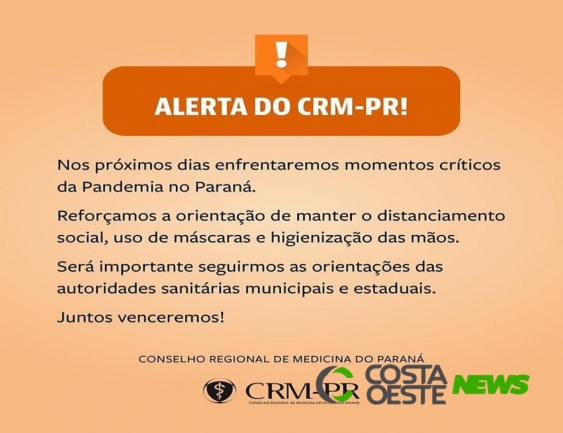 Paraná enfrentará momentos críticos da pandemia nos próximos dias, alerta o Conselho Regional de Medicina