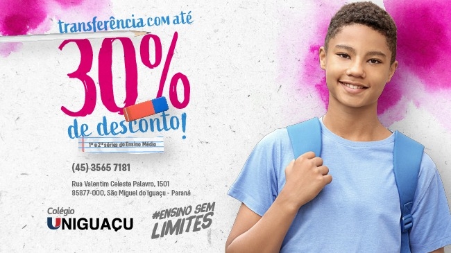 Transferência de matrícula para o colégio UNIGUA??U tem descontos especiais;aproveite