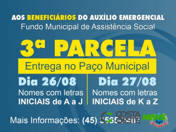 Começa a ser entregue a 3ª parcela do cartão do Auxílio Emergencial de São Miguel 