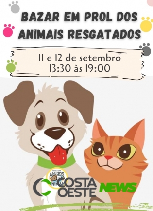 Vem aí, bazar em prol dos animais resgatados em Santa Helena; não percam