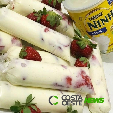 Geladinho Gourmet de Leite Ninho com Morango