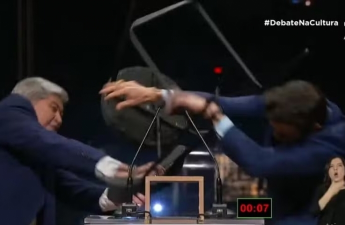 Datena ataca Marçal com cadeira durante debate na TV Cultura