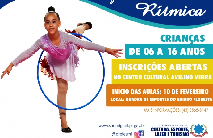 Estão abertas as inscrições para as aulas de ginástica rítmica