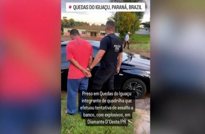 Preso 5° bandido que participou da explosão de banco em Diamante do Oeste