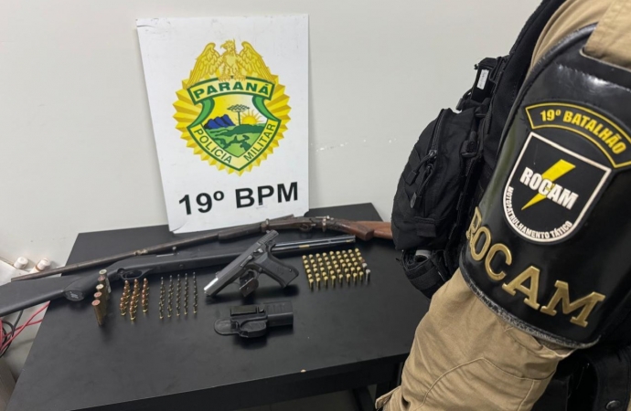 ROCAM apreende armas, munições e detém homem em Santa Helena