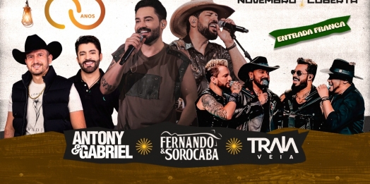 SMI: Aniversário de 63 anos terá shows de Fernando & Sorocaba; Antony & Gabriel e Traia Véia