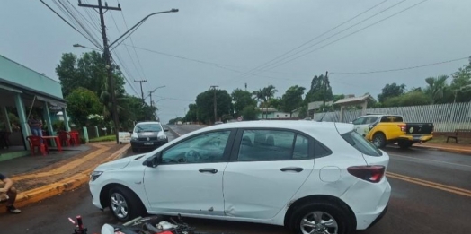 Colisão entre carro e motocicleta é registrado na PR-495 em distrito de Santa Helena