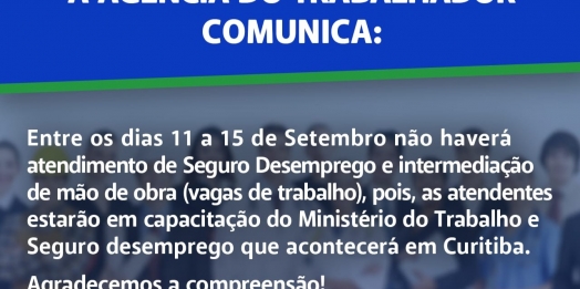 COMUNICADO: Agência do Trabalhador de Missal