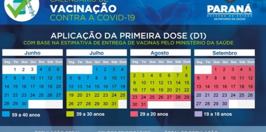 Governo do Estado divulga calendário de vacinação contra a Covid-19 para população em geral