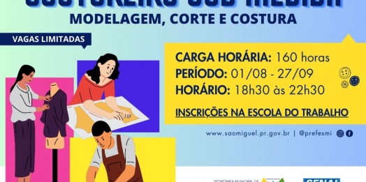 Governo Municipal abre inscrições para curso de costureiro sob medida