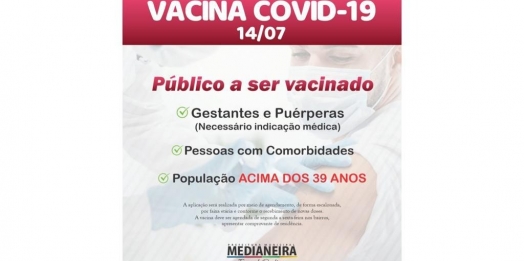 Medianeira começa a vacinar pessoas com 39 anos