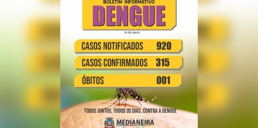 Medianeira confirma 315 casos de Dengue