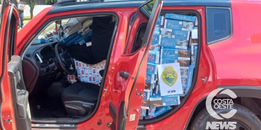 Policia Militar encontra veículo carregado de cigarros em uma auto elétrica de Medianeira