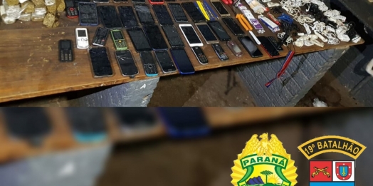 PM prende dois indivíduos que tentavam passar celulares, drogas e ferramentas para a cadeia pública de Guaíra