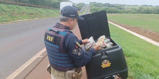 PRF prende motoboy que carregava 60 quilos de maconha em São Miguel do Iguaçu (PR)