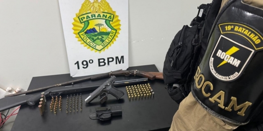 ROCAM apreende armas, munições e detém homem em Santa Helena