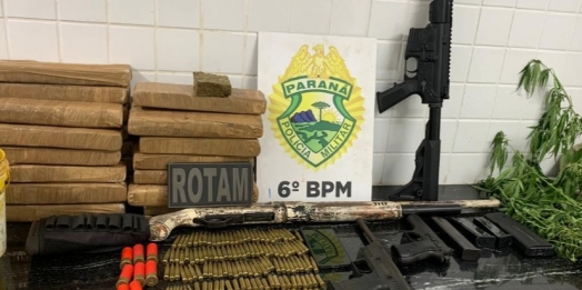 ROTAM detém homens por tráfico de drogas e apreende arsenal de armas em Ramilândia