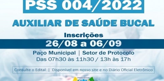 São Miguel do Iguaçu abre inscrições do PSS para contratação de Auxiliar de Saúde Bucal