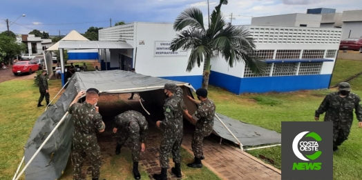 34º BI Mec e Tiro de Guerra montam barraca para auxiliar o atendimento na Unidade Sentinela