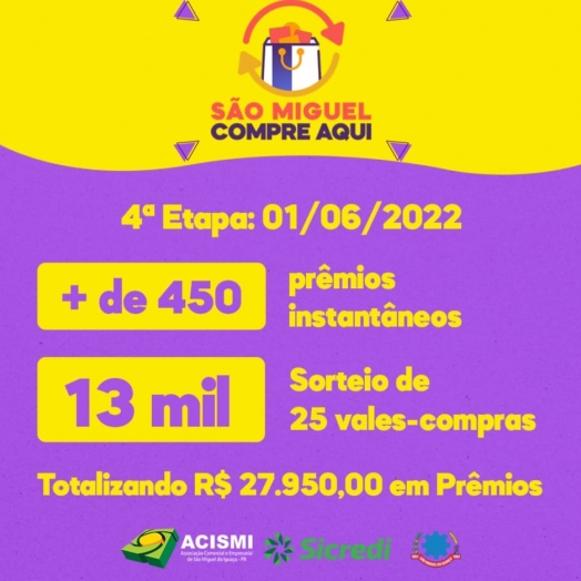 Acismi inicia 4ª e última etapa da Campanha São Miguel Compre Aqui quase R$ 28 mil em prêmios