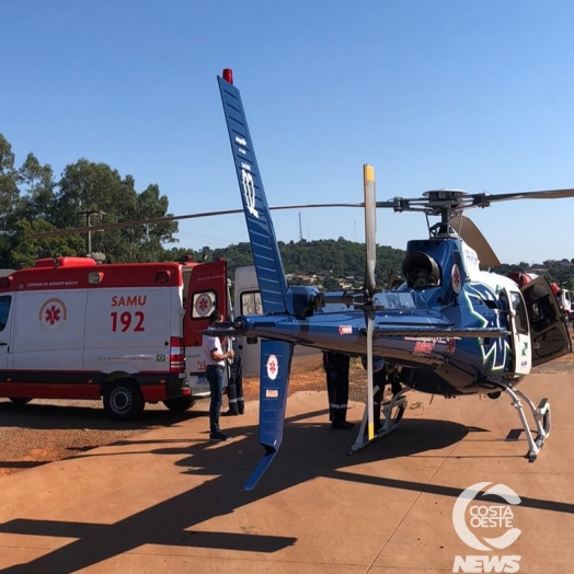 Aeromédico atende grave acidente com caminhão em Santa Tereza do Oeste