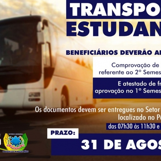 Beneficiários do programa Auxílio Transporte Estudantil de São Miguel do Iguaçu devem atualizar documentação