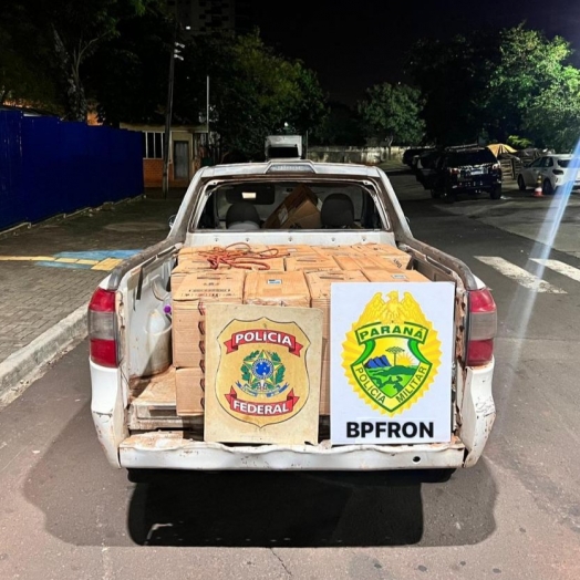 BPFron e PF apreendem cigarros contrabandeados na cidade de Santa Helena