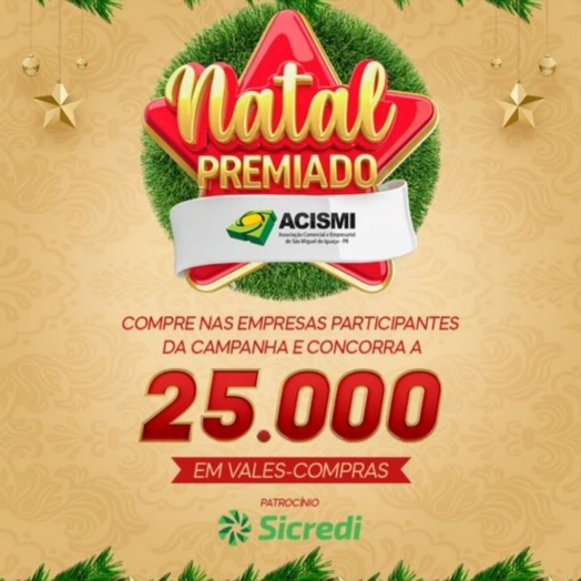 Começou a Campanha ‘Natal Premiado ACISMI’ que vai sortear R$ 25 mil em prêmios