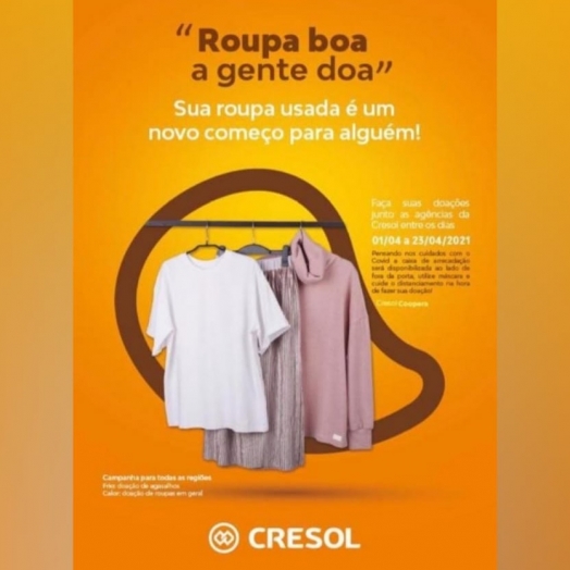 Cresol Cooperativa realiza campanha de agasalhos neste mês de abril