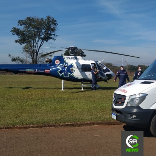 Helicóptero do Consamu realiza transferência de paciente de Santa Helena para hospital da região