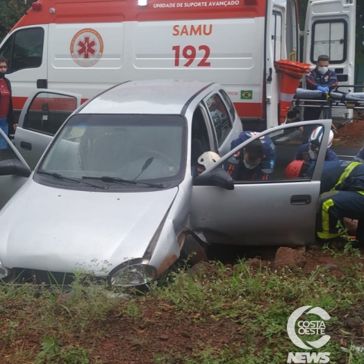 Homem fica ferido em acidente na PR 317, em São Clemente, em Santa Helena