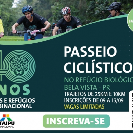 Inscrições abertas para o passeio ciclístico no Refúgio Biológico Bela Vista