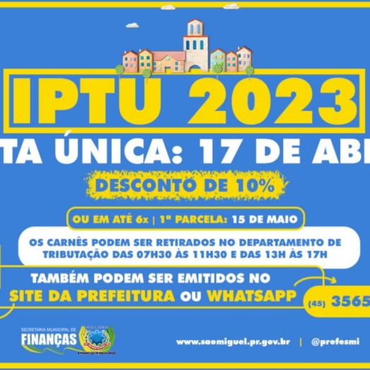 São Miguel do Iguaçu: IPTU 2023 já está disponível para retirada ou emissão online