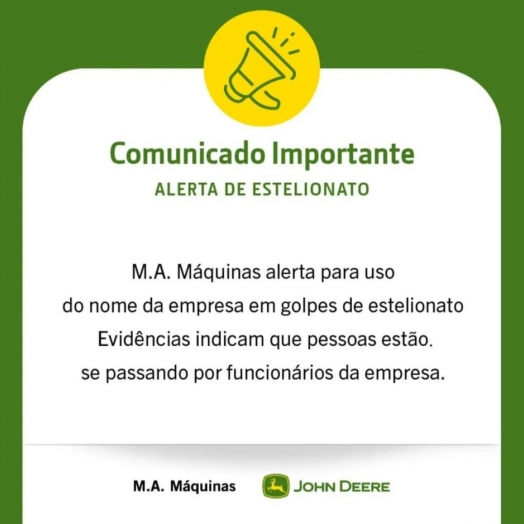 M.A. Máquinas alerta população para prática de golpes em nome da empresa