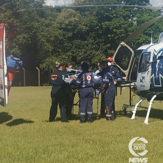 Paciente de 78 anos é transferida de helicóptero de Santa Helena para Toledo (vídeo)