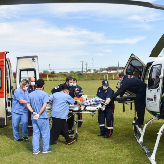 Paciente de São Miguel é transferida para Chopinzinho em UTI aérea do SAMU