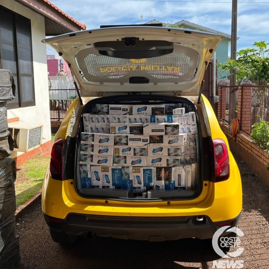 Polícia Militar de Itaipulândia apreende veículo lotado de cigarros