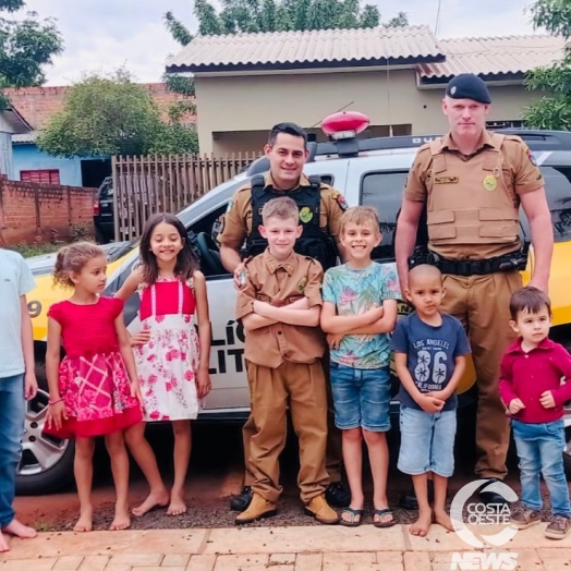 Polícia Militar de Itaipulândia realiza surpresa para aniversariante que sonha em ser policial