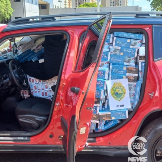 Policia Militar encontra veículo carregado de cigarros em uma auto elétrica de Medianeira