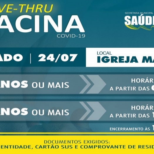 População de 37 e 36 anos será vacinada contra Covid-19 neste sábado (24) em São Miguel do Iguaçu