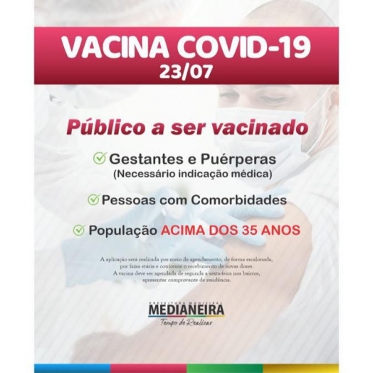 População em geral acima de 35 anos já pode ser vacinadas em Medianeira