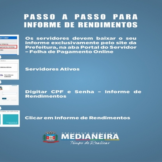 Prefeitura de Medianeira disponibiliza informe de rendimentos pra Imposto de Renda 2022