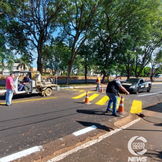 Prefeitura de São Miguel do Iguaçu realiza revitalização da pintura da sinalização viária