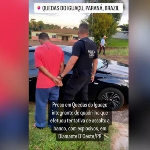 Preso 5° bandido que participou da explosão de banco em Diamante do Oeste