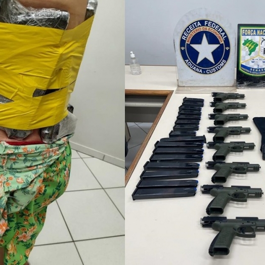 Receita Federal e Força Nacional apreendem 8 pistolas turcas na Ponte Internacional da Amizade