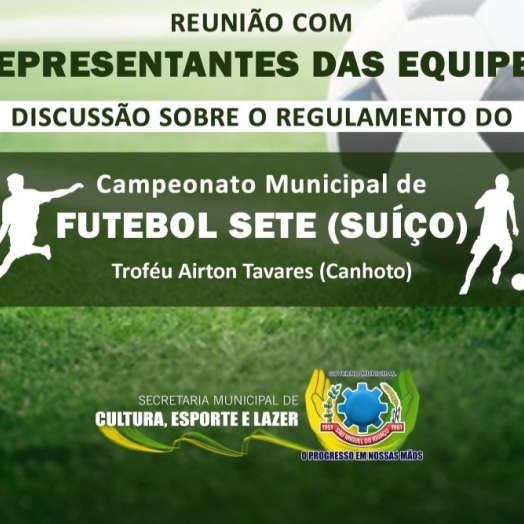 Reunião nesta sexta-feira (24) vai discutir o regulamento do 1º Campeonato Municipal de Futebol Sete