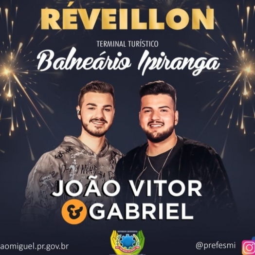 Réveillon 2022 no Balneário Ipiranga terá show pirotécnico e com a dupla João Vitor e Gabriel